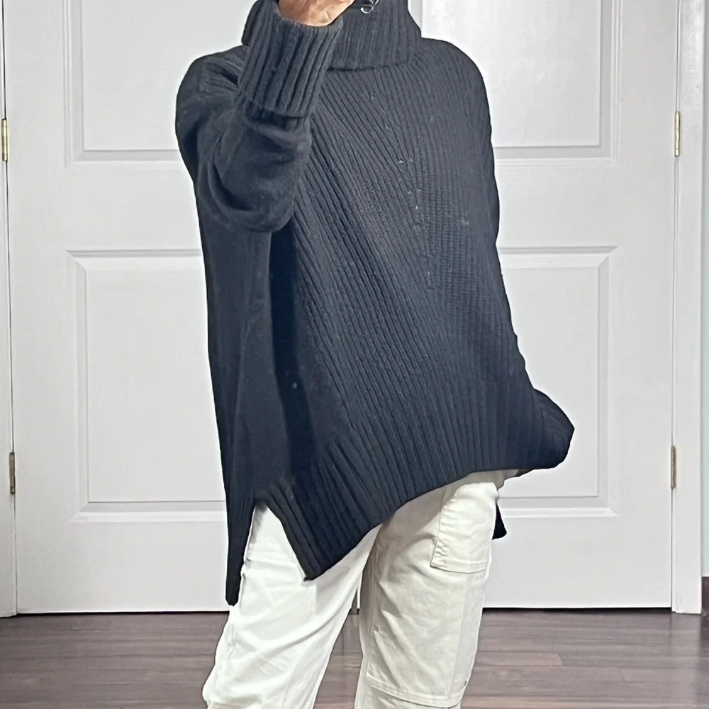 Anthropology Moth black wool blend oversized sweater size S - Picture 5 of 12